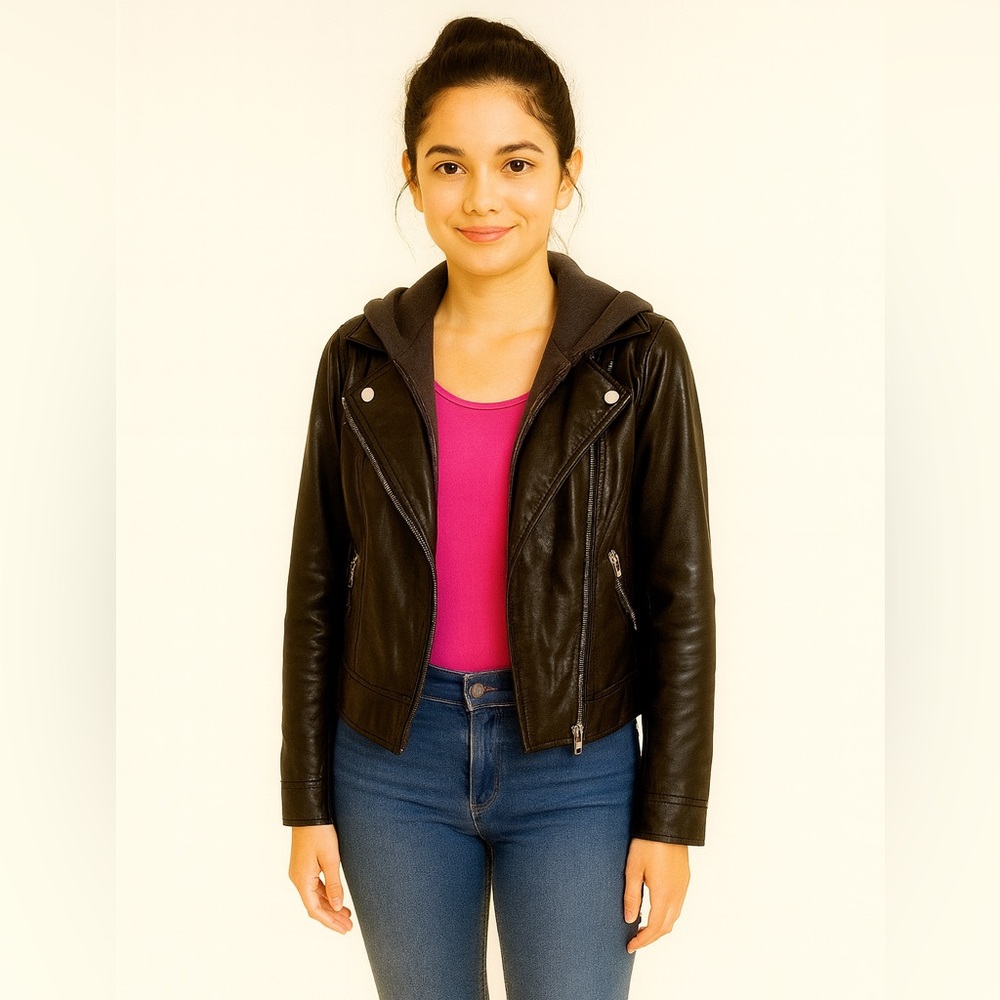 Rezrekshn by Esther Chen Black Motorcycle GENUINE Leather Jacket S NWOT